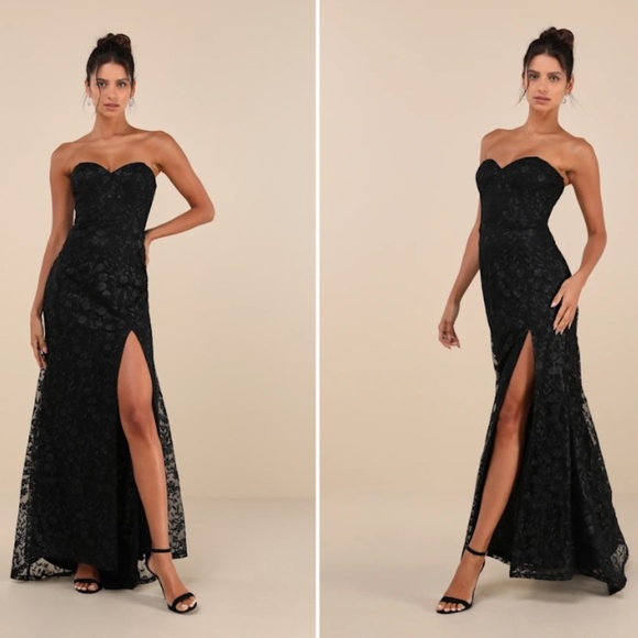 LULU's Floral Sexy Flowy Prom Wedding Chic Elegant Sophisticated Bustier Maxi - Picture 4 of 4